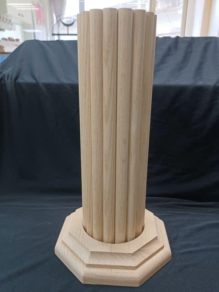 interior column wraps, pole coverings, wood column wraps, wood wrap, interior wood paneling, timber panel, wood panel, panel wood, wood panel, pole/column/post cover and decoration, Flexible Half-Round Solid Wood Panel with Solid Wood Molding